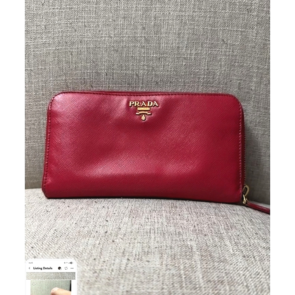 Prada Saffiano Pink Leather Zip Around Long Wallet Preloved!